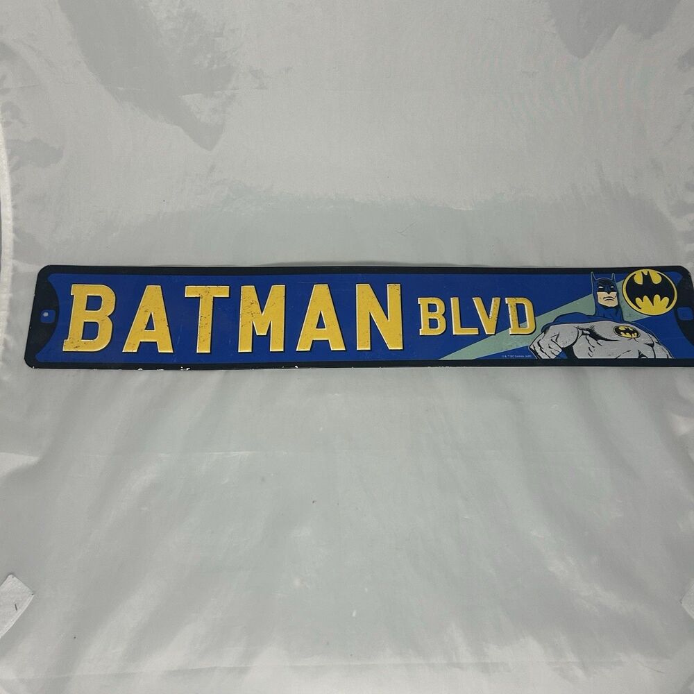 'Batman Blvd'  Embossed Metal Street Sign DC Comics Batman Comics Art Style